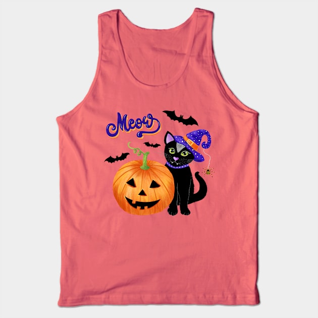 Halloween Cat Tank Top by CalliLetters